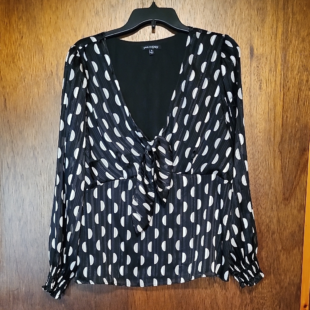 Black and White Patterned Blouse